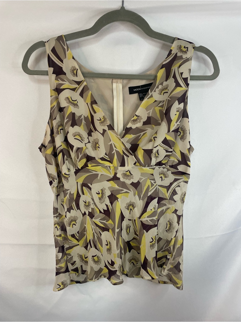 Moda International Floral V-Neck Sleeveless Cami, 100% silk and gorgeous!